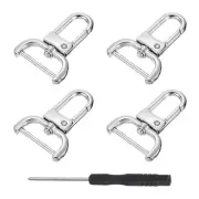 4Pcs Swivel Clasps, 0.98" D Ring Detachable Snap Hook with Screwdriver, Silver