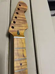 5A 22 Fret Tiger Roasted Flame Maple Strat Guitar Neck Nitro Satin for ST Fender