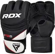 RDX MMA Gloves for Grappling Martial Arts Training, D. Cut Open Palm Maya Hide Leather Sparring Mitts, Perfect for Cage Fighting, Combat Sports, Punching Bag, Muay Thai and Kickboxing