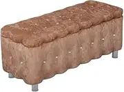 Ice Velvet Storage Stool Long Sofa Stool Shoe Change Stool European Style Storage Stool Home Bedroom Bed End Stool Fitting Room Rest Stool(Color:Brown)