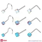 3PCS Nose Studs Ring Opal Stone L S Shaped Surgical Steel Ear Piercing Jewellery
