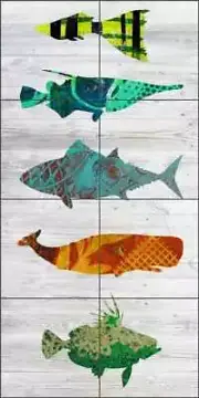 Fish Tile Backsplash Elizabeth St Hilaire Art Ceramic Mural OB-EN927
