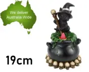 19cm CAT WITCH INCENSE CAULDRON POT Burner Ornament Halloween Figurine Statues