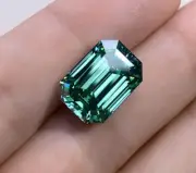 1 Carat Green Color Genuine Lab Created Stone Emerald Cut Diamond Certified VVS1