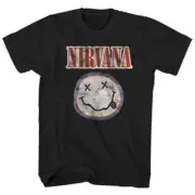 Nirvana Distressed Logo T-Shirt Black New