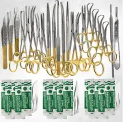 82 Pcs PREMIUM GRADE CANINE FELINE SPAY PACK KIT GOLD HANDLE SET - STAINLESS CE