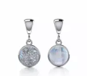Tree of Life 925 Sterling Silver Rainbow Moonstone Reversible Pendant Jewelry