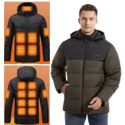 TENGOO HJ-15G Heating Jacket 15 Heated Areas Coat Army Green Fashion USB Charging Winter Plus Size Warm Outdoor Hiking C