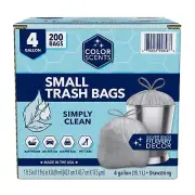 Small Trash Bags - 4 Gallon 200 Total Bags 1 Pack of 200 Count Drawstring - S...