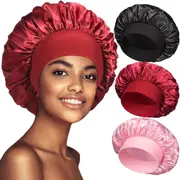 3/4Pcs Women's Satin Sleeping Hat Head Wrap Elastic Band Cap Hair Care Bonnet