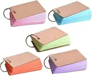 LALAFINA Portable Memo Pads 5 Blank Flash Cards Binder Ring Note Cards for Students Family and Friends