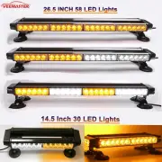 LED Emergency Strobe Light Bar Warning Double Side Rooftop Hazard-Amber White