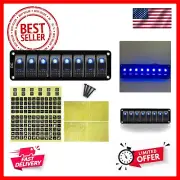 12V 24V Rocker Switch Panel 8 Gang Toggle Switches Waterproof ON/Off with Blu...