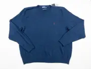 Polo Ralph Lauren Sweater Mens 2XL XXL Blue Crewneck Knit Pullover Pony Logo NEW