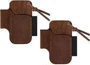 2X Handmade Leather Sheath Folding Knife Flashlight Holder Brown