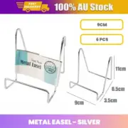 6 x Metal Easel 9cm Display Plate Stand Silver Photo Book Frame Plate Holder Au