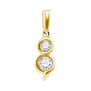 14k Yellow Gold Round Diamond 2-stone Pendant 1/4 Cttw