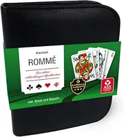 Rommé / Canasta / Bridge. Französisches Bild. Im Lederfaser-Etui