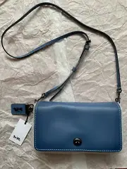 ONE AUTHENTIC COACH Dinky Crossbody Bag Blue Glovetanned Leather 37296 NWT