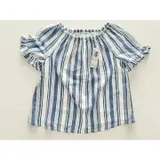 NWT Old Navy Blue White Stripe S/S Ruffle Cuff Blouse Top size 5t