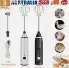 Electric Milk Frother Wand Milk Foamer Drink Mixer USB Rechargeable Eggs Beater