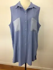 MOTTO SIZE 18 WOMENS VIOLET BLUE LONG SOFT TOUCH PATCH BUTTON UP STRETCH TOP NEW