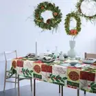 ColorBird Christmas Tablecloth with Red Ribbon for Dining Room Kitchen Decorativ
