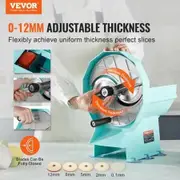 Manual Vegetable Fruit Slicer 0-0.5"/0-12mm Thickness Adjustable Commercial Slicer Machine Double Feed Ports Stainless Steel Blade Food Cutter Slicing