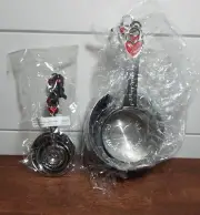 NIB silver toned metal "Made with Love" measuring cups and measuring spoons set