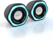 Computer PC Speakers USB Powered 3.5Mm AUX Jack Volume Control Ice-Blue LED