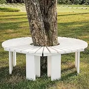 Outdoor Bench, Garden Bench Wrap Around Tree Benches, Weatherproof Patio Backless Bench Seating, Slatted Seat for Outside, Front Porch, Park, Lawn, Backyard and Balcony(Half Round)