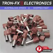 TE6014 10AWG 2*6mm² BROWN Insulated Dual Ferrule Bootlace Crimp Cord Ends