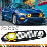 For 18-23 Ford Mustang Mach 1 Style Front Grille W/ White & Amber LED Halo Rims (for: Ford)