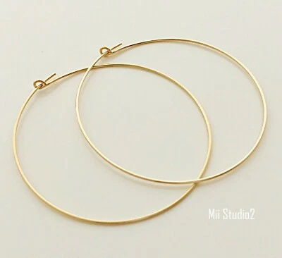 6pc 45mm 14k gold filled round beading hoop earring ear wire circle earwire E18g