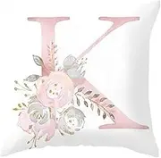 Throw Pillow Cover, Decorative Square Throw Pillow Cover, Alphabet Pillow Case Initial Letter Flower Cushion Cover, Cushion Case for Car Couch Chair Bedroom Sofa Home Decor qzjijosen (K)