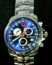 TONINO LAMBORGHINI Men's PILOT Power Reserve/Day/Date/Alarm Swiss Watch-Blue