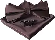 [HOULIFE] Pre-tied Bowties for Men Solid Color Adjustable Tuxedo Bow tie and Pocket Square Cufflink with Gift Box for Wedding