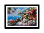 Beach Cafe Framed print Art Poster