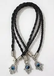 [Kabbalah Jewelry Bracelets] 3 Hamsa Hand Black String Bracelets