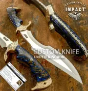 IMPACT CUTLERY RARE CUSTOM D2 FULL TANG BUSHCRAFT BOWIE KNIFE PINE CONE RESIN