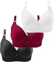 [Yubnlvae] 3 Pack Sports Bras for Women No Underwire Push Up Comfort Bra Solid Color Seamless Plus Size Sleep Bra Top Everyday
