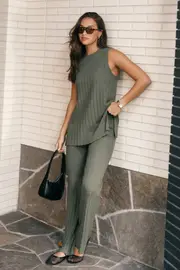 [PUP14] Silvie Knitted Set - Olive XS/S olive