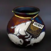 Earth & Fire Raku Potteryworks Buffalo Spirit Vase