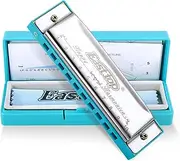 [East top] Blues Harmonica, Diatonic 10 Holes C Key Happy Harmonica Mouth Organ for Beginner,Kids,Children,Students,Gift,with Carrying Plastic Case,Clean Cloth and Manual