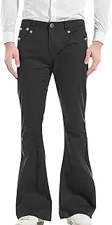 [Generic] Men's Vintage Classic Flared Flares Pants 60s 70s Relaxed Fit Denim Pants Bell Bottom Stretch Casual Disco Pants
