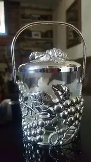 Studio Nova SilverPlated Gourmet Jam Jar, Condiment Server, Grapevine Design