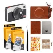 Kodak Mini Shot 2 Retro 2-in-1 Camera 60 Sheet Cartridge +Accesorie Bundle White