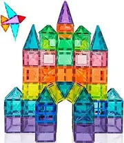 PIRAAR 60pcs Magnetic Tiles,Magnet Toy,STEM Toys for Kids 3+ Year Old,Montessori Toys for Boys & Girls,Magnetic Building Blocks Sets, Travel-Friendly,Educational&Safe