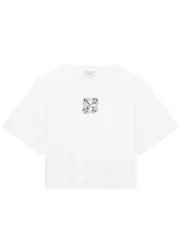 Off-white Bling Leaves Logo Cropped Cotton T-shirt - White And Black - S (UK8-10 / S) S (UK8-10 / S)