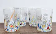 4 *BRAND NEW* Hand Blown White Crystal Confetti Murano Glasses - Made in Italy